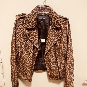 Bebe Animal Print Chic Moto Jacket